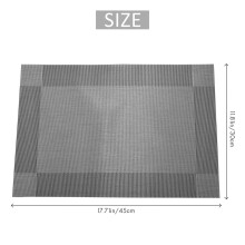 Placemat, Crossweave Woven Non-Slip Insulation Placemat Washable Table Mats Set of 4 (4Pcs Placemats, Silver-Gray)