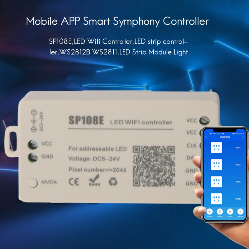 SP108E LED Wifi Magic Controller WS2812B WS2813 Etc LED Strip Module Light  APP Wireless Control IOS 10/Android 4.4 DC5-24V 2