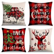 Weihnachts Kissen BezüGe 18X18 Satz Von 4, Weihnachts Dekorative Deko Kissen für Couch Sofa StüHle Sitz Bank