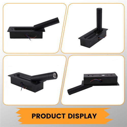 Room Led Lamp Headboard Wall Light Sconce Bed Side Reading Light Recessed Automatic  Wall Lamps,Black 2