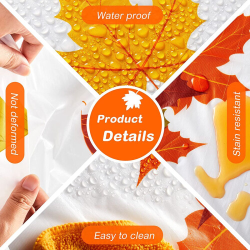 Thanksgiving Autumn Leaf Tablecloth Autumn Maple Leaf Tablecloth Waterproof Rectangular Plastic Tablecloth 1