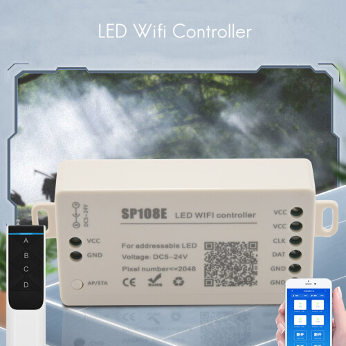 SP108E LED Wifi Magic Controller WS2812B WS2813 Etc LED Strip Module Light  APP Wireless Control IOS 10/Android 4.4 DC5-24V 1