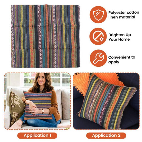 Conjunto de 2 Fronhas Bohemian Throw Fronhas Decorativas Boho Mexican Retro Stripe Multicolor, para Sofá 18X18 Polegadas 2