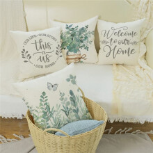 Spring Pillow Covers 18X18 Set Of 4 Farmhouse Throw Pillows Spring Decorations Eucalyptus Leaves Home Decor for Couch