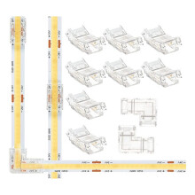 Paquete de 8 Conectores de Tira de LED COB de 2 Pines y 8 Mm Sin Espacios y Paquete de 2 Esquinas de LED Cob de 2 Pines de 8 Mm en Forma de L para