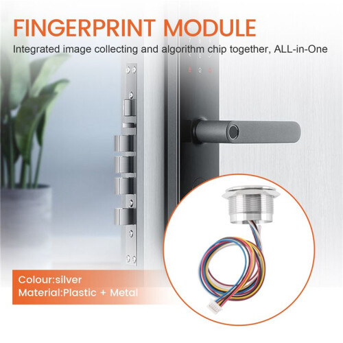R503 Circular Round RGB  Indicator LED Control DC3.3V MX1.0-6Pin Capacitive Fingerprint Module Sensor Scanner, 19Mm 1