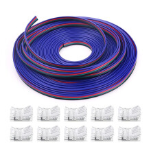 16.4Ft RGB LED Wire 22 AWG 4Pin RGB Wire with LED Strip Connector 22 Gauge 4 Colors RGB for RGB LED Strips 3528 5050