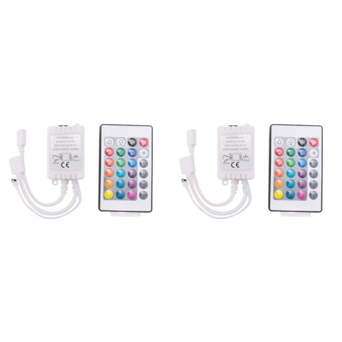 2X LED Strip Lights Controller,Controller RGB LED Strip Light Controller + Infrared Remote Control 24 Keys