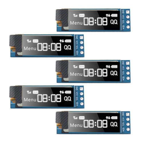 5 Pieces I2C Display Module 0.91 Inch I2C OLED Display Module I2C OLED Screen Driver  3.3V-5V(White Light)