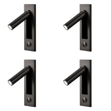 4X Luzes de Leitura, Luz de Parede da Cabeceira da Cama Luz de Leitura Embutida com Interruptor de PressãO Lâmpadas de Parede para Sala de Estar,