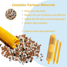Palos Minerales para Spa para Suministros de Bañera de Hidromasaje, Cartucho de Filtro con Insertos de Palos Minerales para de Spa, Amarillo,