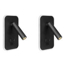 2X VäGgljus Bakgrundsbelysning USB Laddning 330 Graders Rotation Justerbar VäGglampa SäNglampa Study LäSlampa Svart