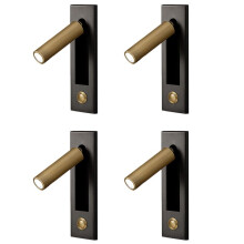 4X Reading Lights,Headboard Wall Light Reading Light Recessed Push Wall Lamps for Living Room, Bedroom Black Gold