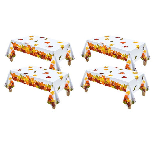 8X Thanksgiving Autumn Leaf Tablecloth Autumn Maple Leaf Tablecloth Waterproof Rectangular Plastic Tablecloth