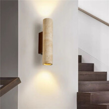 2X LED Wandlamp Moderne Eenvoudige Natuurlijke Gele Travertijn Wandlamp met op- en Neerwaarts Licht voor Slaapkamer Woonkamer Gang