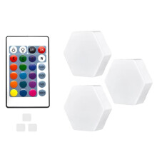Hexagon LED Light Remote DIY Geometry Hex Light Touch Sensitive RGB Colorful Wall-Mounted Panels for Bedroom Living Room