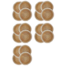 Round Placemats Set of 20,Boho Woven Jute Table Mats with Pompom Tassel for Dining Room Kitchen Table Decor(White )