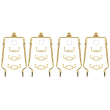 4st 7-Tums Lampskärm Harphållare Justerbar Lamp Harp Kit E14,E26,E27 Light Base Adapter Guld Horn Ram Lampskärmsfäste