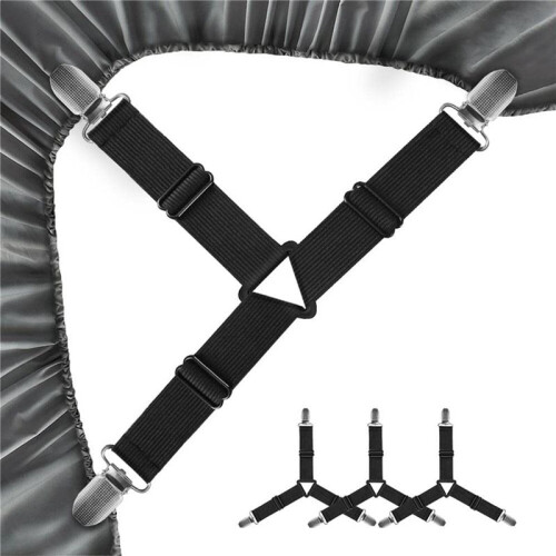 8X Grip Nonslip Bed Sheet Strap,Adjustable Elastic Fasteners with Iron Clips,Bedsheet Holder for Fitted Sheets 1