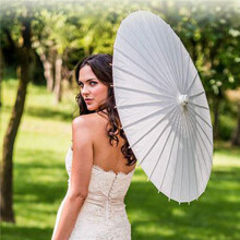 6X Papieren Parasol Strandparaplu Wit DIY Paraplu Fotografie Props voor Babyshower Feestjes Bruiloft 60cm/23.6inch