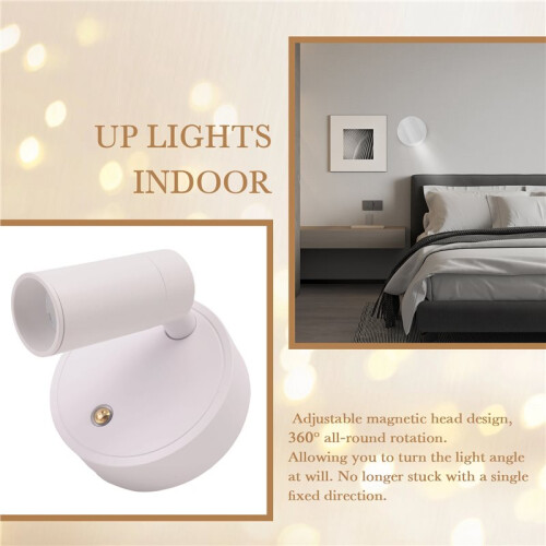 USB Rechargeable  Dimmable LED Bedroom Wall Light White Magnet Magnetic Base for Bedside Study Reading 2