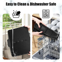 Silicone Dish Drying Mat for Kitchen Counter, Dish Drying Pad, Non-Slip Drain Pad with Built-in Drain Drying Mat