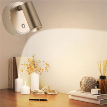 3X LED Wall Lamp Rechargeable Spotlight Punch-Free Installation, Three-Color Dimmable, for Living Room and Bedroom