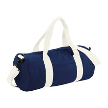 (One Size, French Navy/Off White) Bagbase Plain Varsity Barrel / Duffle Bag (20 Litres) (Pack of 2)