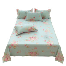 Cotton Bedsheet Floral Style Flat Sheet Skin-Friendly Bed Home Adults Kids Sheets Includes Two Pillowcases