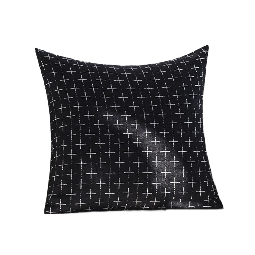 Decorative Throw Pillow Covers 18X18 Inch Vintage Couch Pillow Covers Pillowcase Woven Textured Cushion Cases Black Brecantia