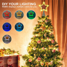 Christmas Glowing Tree Five-Pointed Star Topper Transparent LED Shining Lamp Xmas Colorful Ornaments