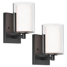 Wall Sconces Set of 2 Modern Vanity Lights with Double Clear Glass Shade Black Indoor Farmhouse Wall Light E26 Base