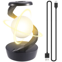 LED 360 Draaibaar Nachtlampje met Draadloze Oplader, Draadloze Bureaulamp, Oplaadbare LED Zwevende Nachtlamp, Grijs
