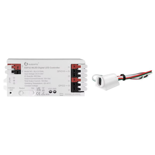 GLEDOPTO ESP32 WLED LED Controller RGBIC LED Strip Light Dynamic Lighting IR  Sensor Gesture-Aware Trigger WS2811 SK6812 A