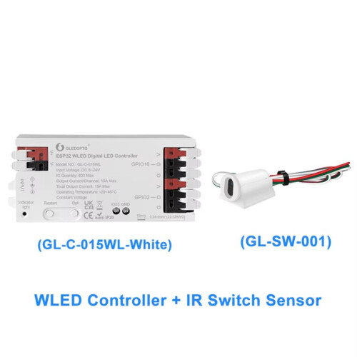 GLEDOPTO ESP32 WLED LED Controller RGBIC LED Strip Light Dynamic Lighting IR  Sensor Gesture-Aware Trigger WS2811 SK6812 A 1