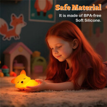 Cute Night Light,Dimmable Silicone Animal Nursery Night Light Bedside Touch Lamp,Gifts for Kids Bedroom Decor