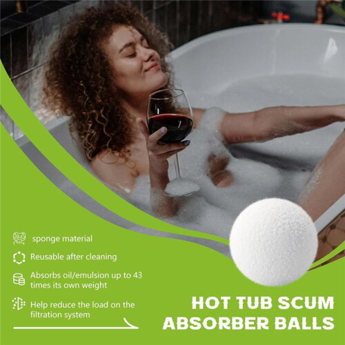 Pacote com 4 Bolas Absorvedoras de Espuma para Spas, Bola Absorvedora de Espuma de 3 Polegadas, Esponja de Piscina Reutilizável Absorvedora de Óleo,