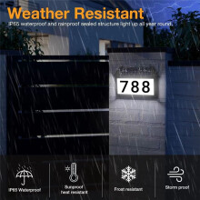 Solar Address Sign Light Outdoor Waterproof Lighted House Numbers with Number Stickers Wall Lamp for Home Garden