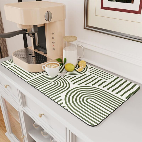 Coffee Mat Hide Stain Rubber Backed Absorbent Dish Drying Mat for Kitchen Counter - Fits Under Coffee Maker or Machine 2