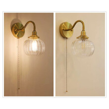 Mid Century Modern Wall Sconce with  3 Color Dimming 220V Transparent Glass Globe Wall Lamp
