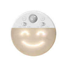 Lampka Nocna LED z Czujnikiem Ruchu i 4 Mimikami Twarzy, Ściemnialna, do Korytarza, Akumulatorowa, LED, z Timerem, 1 Szt.