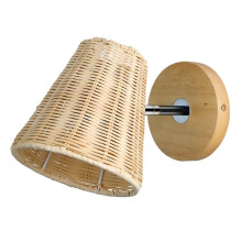 Retro Rattan Wall Light Sconces Hand-Woven Decoration Home Loft Fixture for Living Room Bedside LED Wall Lamp