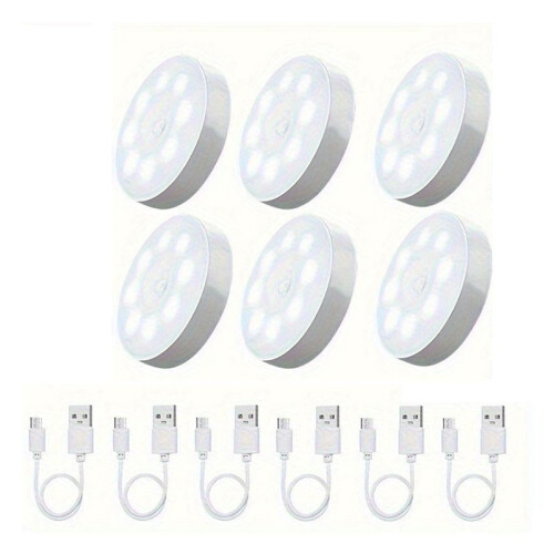 6-Pack USB Rechargeable LED Motion Sensor Lights LED Indoor Closet Light Battery-Powered Induction Lighting for Home,B 1