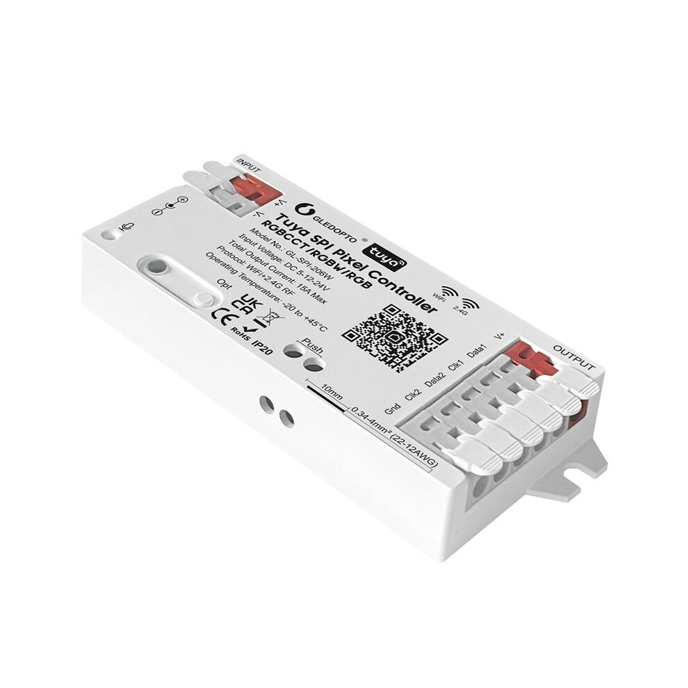 Gledopto Tuya Spi Colorful Light Strip Controller: Rgbcw 5-In-1 Dimming And Color Control, Wi-Fi + + 2.4Grf 4711201491899