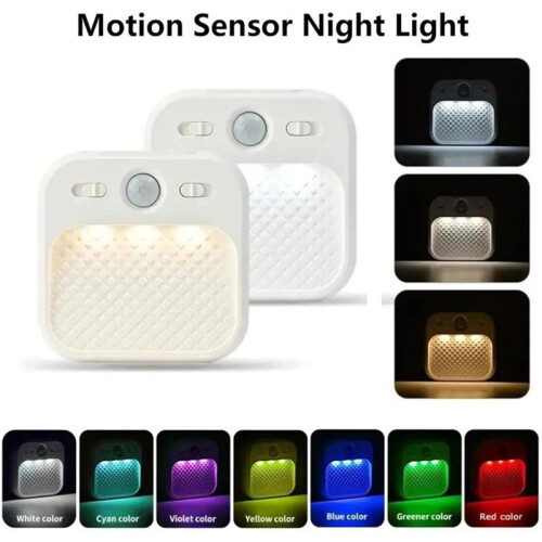 Motion Sensor LED Night Light  Motion Sensor Night Light Lamp USB Rechargeable Magnetic Wall Lamp 3 Color Modes 2