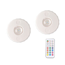 Puck Lights LED RGB Dimmable Under Cabinet Lighting with Remote Wireless Hill Sensing Spotlight for Wine Cabinet 2PCS