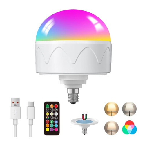 Ampoules Rechargeables E12 avec TéLéCommande, 2 200 MAh, à Piles, Amovibles, ÉClairage Polyvalent. 1