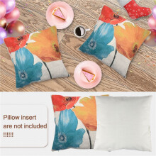 Funda de Almohada Decorativa Cuadrada de Lino Funda de CojíN Encantador Hermoso Tricolor Rojo Amarillo Azul Flores de Amapola Regalo Regalo de