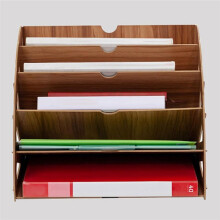 Organizzatore di File A Settore Cavo con 5 Scomparti per Articoli per Ufficio, Colore Legno