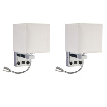 2X Modern LED Wall Lamp Bedside Bedroom Applique Sconce with USB Interior Headboard Home Hotel Wall Lights